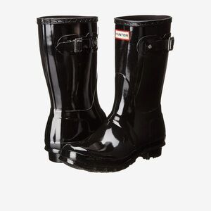 Hunter Glossy Black Buckle Boots
